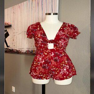 NWT Floral tie front romper